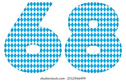 Number Sixty Eight With Bavarian Oktoberfest Seamless Pattern Vector Illustration. Number 68 Isolated On A White Background
