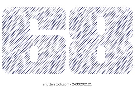Number Sixty Eight With Hand Drawn Pattern Vector Illustration. Number 68 With Line Pattern Isolated On A White Background
