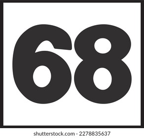 Number sixty eight isolated on white background vector illustration. 68