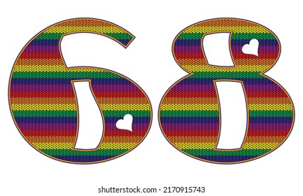 Number Sixty Eight Rainbow Lgbt Pattern Stock Vector (Royalty Free ...