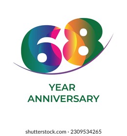 number sixty eight year anniversary logo