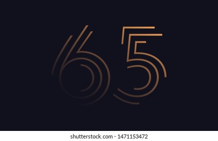 Number sixty five / 65 vector font alphabet, modern dynamic luxury flat design for your unique elements design ; logo, corporate identity, application, creative poster & more 