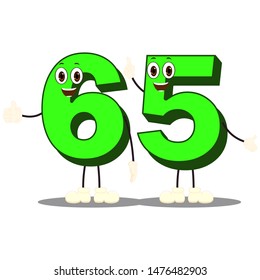 Number Sixty Five - Cartoon Vector Image