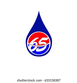 number sixty five drop water logo vector