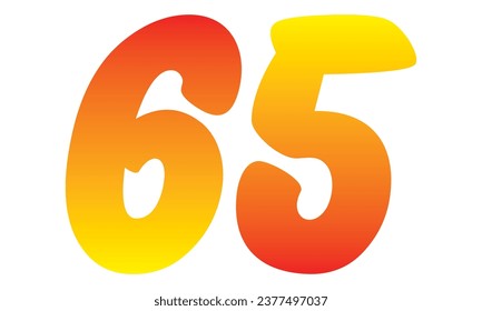 Number Sixty Five Isolated On A White Background. Number 65 Vector Illustration