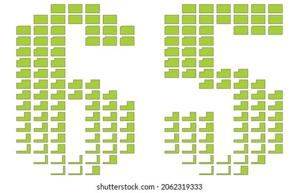 Number Sixty Five Vector Illustration. Green Number 65 Isolated On A White Background
