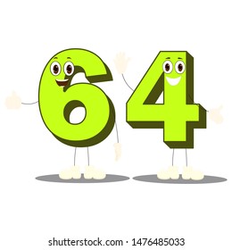 Number Sixty Four - Cartoon Vector Image