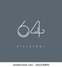 Number sixty four, Digit 64 Logo Icon vector template.