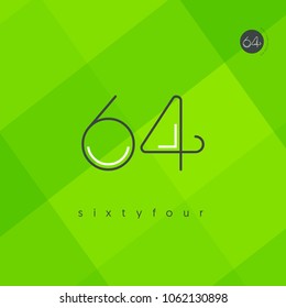 Number sixty four, Digit 64 Logo Icon vector template.