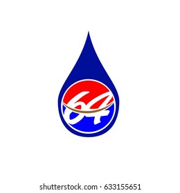 number sixty four drop water logo vector