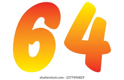 Number Sixty Four Isolated On A White Background. Number 64 Vector Illustration