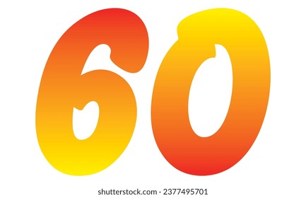 Number Sixty Isolated On A White Background. Number 60 Vector Illustration