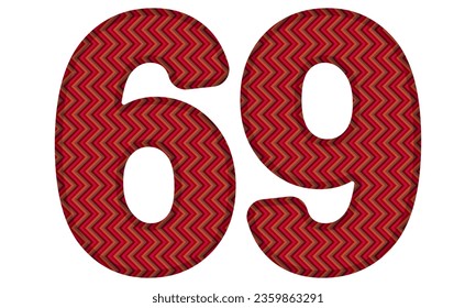 Number Sixty Nine With Abstract Geometric Pattern. Number 69 Isolated On A White Background