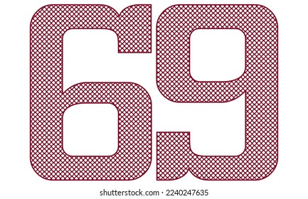 Number Sixty Nine With Abstract Pattern Vector Illustration. Number 69 Isolated On A White Background
