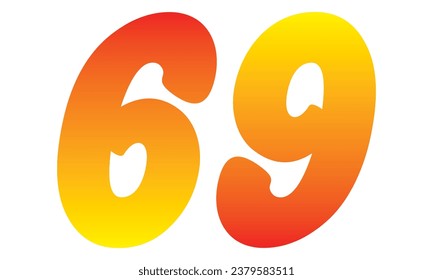 Número Sesenta Y Nueve Aislados En Un Fondo Blanco. Ilustración de vectores número 69