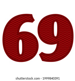 Number Sixty Nine Vector Illustration. Red Number 69 With Abstract Pattern Isolated On A White Background
