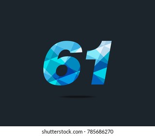 Number sixty one 61 Logo Icon, filled with geometric pattern. polygon letter. Vector Element.