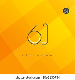 Number sixty one, Digit 61 Logo Icon vector template.