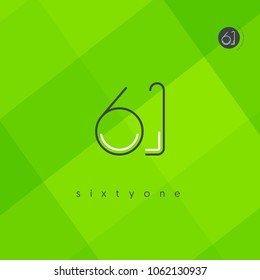 Number sixty one, Digit 61 Logo Icon vector template.