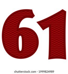 Ilustración De 60 Vectores. Rojo Número 61 Con Patrón Abstracto Aislado En Fondo Blanco
