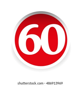 Number sixty red label vector