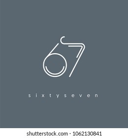 Number sixty seven, Digit 67 Logo Icon vector template.