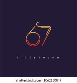 Number sixty seven, Digit 67 Logo Icon vector template.