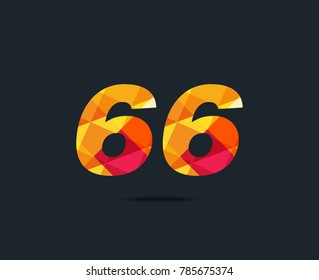 Number sixty six 66 Logo Icon, filled with geometric pattern. polygon letter. Vector Element.
