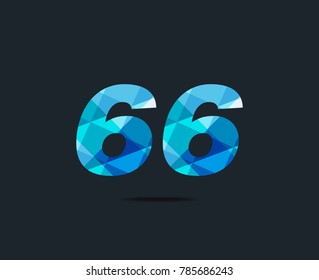 Number sixty six 66 Logo Icon, filled with geometric pattern. polygon letter. Vector Element.
