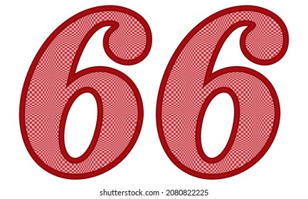 Number Sixty Six With Square Pattern Vector Illustration. Number 66 With Square Texture Isolated On A White Background
