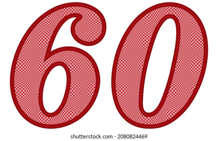 Number Sixty With Square Pattern Vector Illustration. Number 60 With Square Texture Isolated On A White Background
