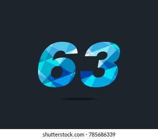 Number sixty three 63 Logo Icon, filled with geometric pattern. polygon letter. Vector Element.