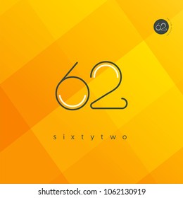 Number sixty two, Digit 62 Logo Icon vector template.