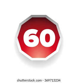 Number sixty vector label red