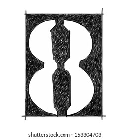 Number sketchbook black-background : vector eps.10