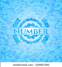 Number sky blue emblem with triangle mosaic background