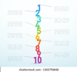 Number Steps 1 to 10 Infographic Vector Design