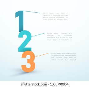 Number Steps 1, 2, 3 Infographic Vector Design