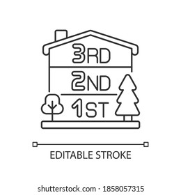 Number of stories pixel perfect linear icon. Multistorey building. Levels of residential house. Thin line customizable illustration. Contour symbol. Vector isolated outline drawing. Editable stroke