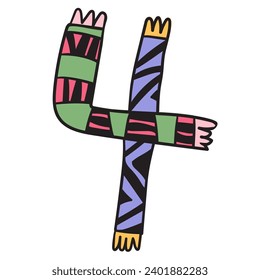 number stylized as a scarf in doodle style in vector.icon for application sites for layout and printing of texts and images