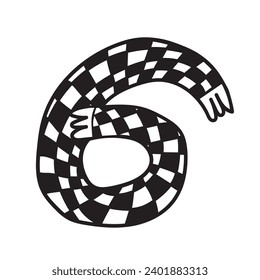 number stylized as a scarf in doodle style in vector.icon for application sites for layout and printing of texts and images
