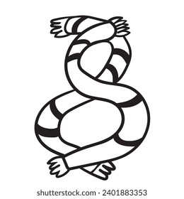 number stylized as a scarf in doodle style in vector.icon for application sites for layout and printing of texts and images