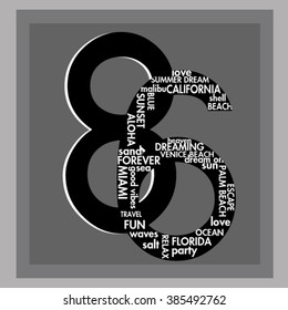 number with summer vector print