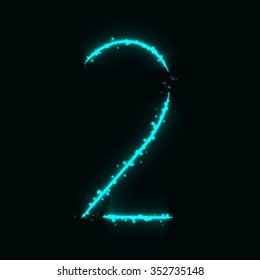 Number symbol of aqua lights on dark background
