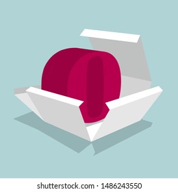 The number symbol is in the box. Isolated on blue background.