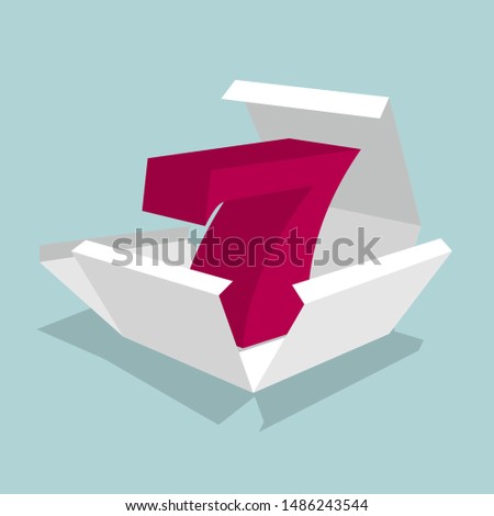 The number symbol is in the box. Isolated on blue background.