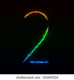 Number symbol of gradient lights on dark background