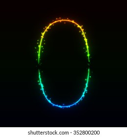 Number symbol of gradient lights on dark background