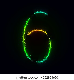 Number symbol of gradient lights on dark background
