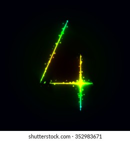 Number symbol of gradient lights on dark background